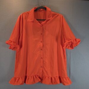 Women's Orange Ruffle Hem Blouse Size 2XL NEW